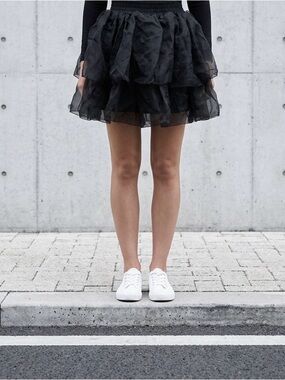 2210 - Black Layered Organza Skirt - Women